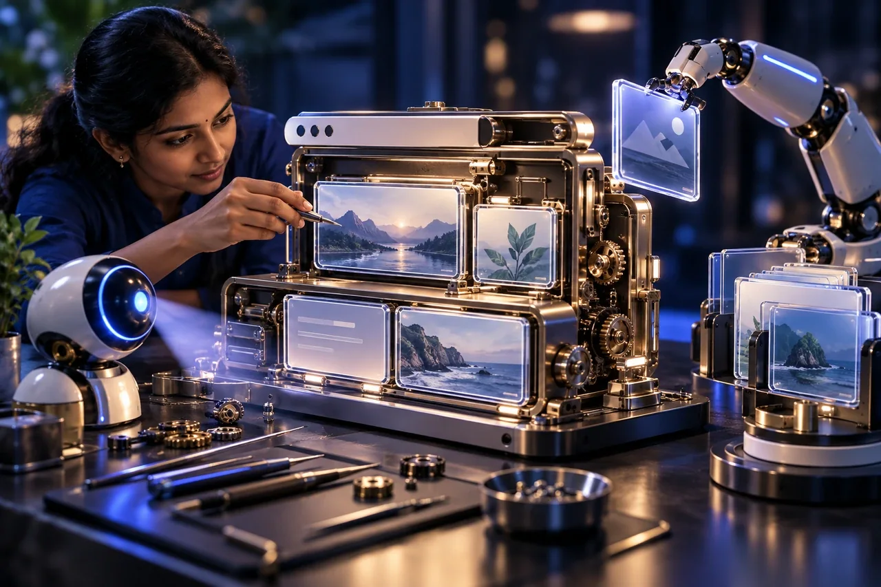 Miniature website mechanism receiving careful maintenance with precision tools